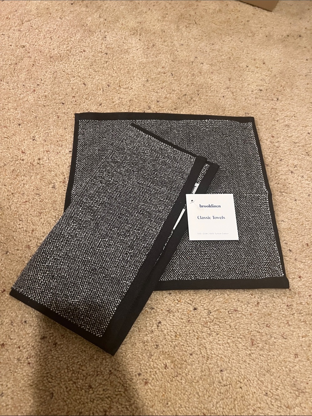 Brooklinen Marled Black Classic Washcloths (2 Pack) New